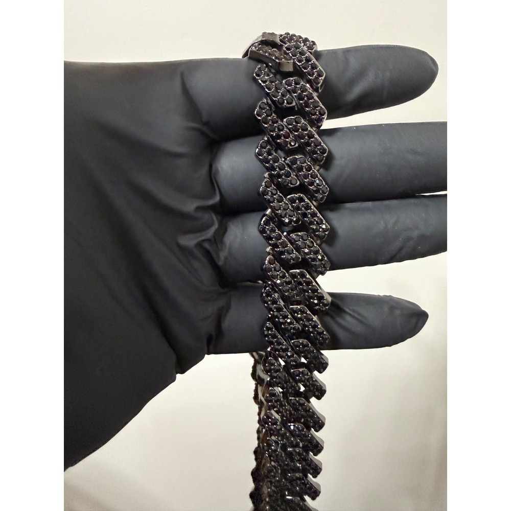 black on black cuban iced out chain necklace 20 inch 20mm vvscz great quality - Picture 5 of 6